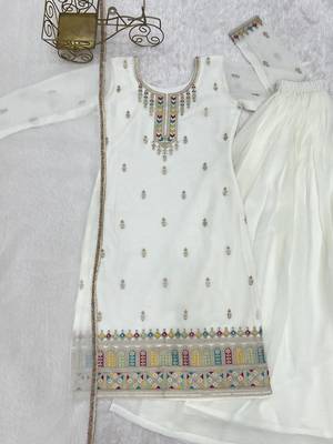 cream silk kurta sharara with dupatta 5