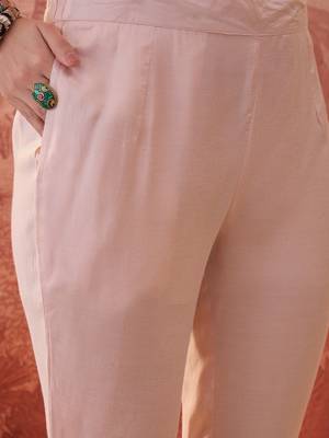 Women chanderi printed mauve kruta set 3
