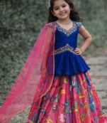 Beautiful Kediya Chinon Silk Embroidery Sequins Work Red Readymade Lahenga Choli