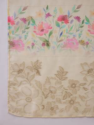 Women chanderi printed cream kruta set 2