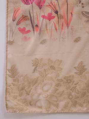 Women chanderi printed beige kruta set 2