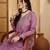 Women chinon silk embroidered purple kruta set