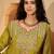 Women chinon silk embroidered green kruta set