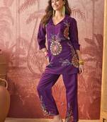 Women roman silk embroidery  off white kruta set