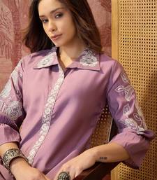 Women roman silk embroidery  purple kruta set
