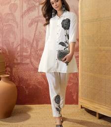 Women roman silk embroidery  off white kruta set