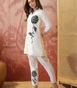Women roman silk embroidery  off white kruta set