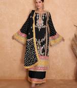 Black chiffon Salwar Kameez- Full stitched free size