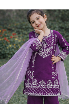 Natural Pure Heavy Creap Silk Embroidery Work Purple Readymade Salwar Suit 5