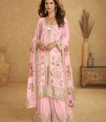 Baby pink chiffon Salwar Kameez- Full stitched free size