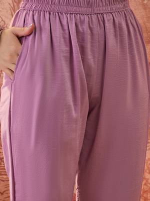 Women chinon embroidery mauve kruta set 5