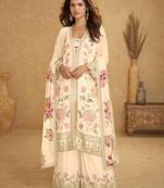 Off white chiffon Salwar Kameez- Full stitched free size