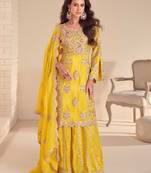 Yellow shimmer Salwar Kameez- Full stitched free size