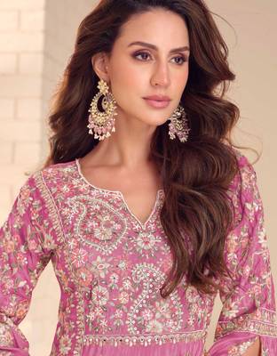 Pink shimmer Salwar Kameez- Full stitched free size 2