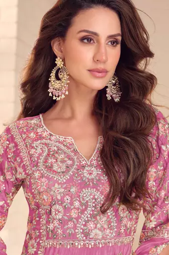 Pink shimmer Salwar Kameez- Full stitched free size