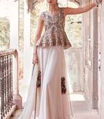 Off white satin Salwar Kameez- Full stitched free size