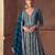 Teal blue chiffon Salwar Kameez- Full stitched free size