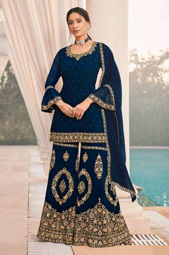 Blue georgette ethnic suits