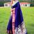 blue plain silk blend paithani-saree saree with blouse