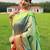 green plain silk blend paithani-saree saree with blouse