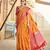 Orange plain raw silk silk-blend-sarees saree with blouse