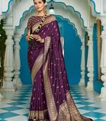 purple plain silk_blend silk-blend-sarees saree with blouse
