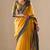 Yellow plain cotton cotton-sarees saree with blouse