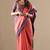Peach plain cotton cotton-sarees saree with blouse