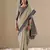 Grey plain cotton cotton-sarees saree with blouse