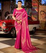 pink plain silk silk-sarees saree with blouse