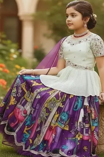 New Designer Kediya Style Chinon Silk Embroidery Work White Readymade Lehenga Choli