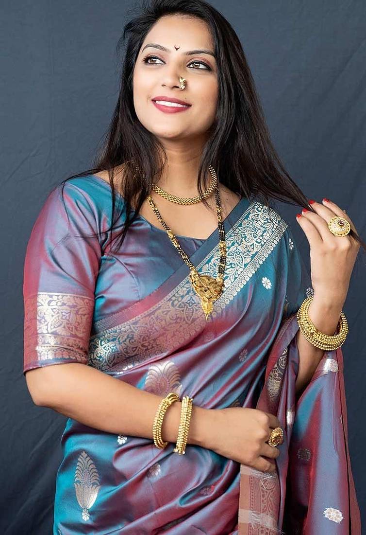grey plain silk_blend silk-blend-sarees saree with blouse