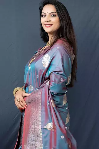 grey plain silk_blend silk-blend-sarees saree with blouse