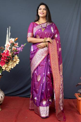 pink plain silk_blend silk-blend-sarees saree with blouse