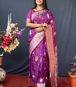 pink plain silk_blend silk-blend-sarees saree with blouse