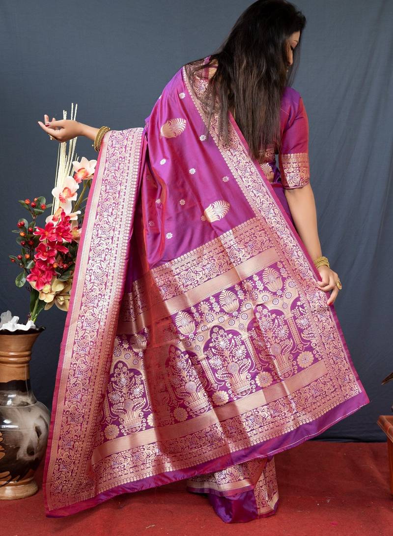 pink plain silk_blend silk-blend-sarees saree with blouse