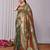 green plain silk_blend silk-blend-sarees saree with blouse