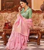 pink plain silk_blend silk-blend-sarees saree with blouse
