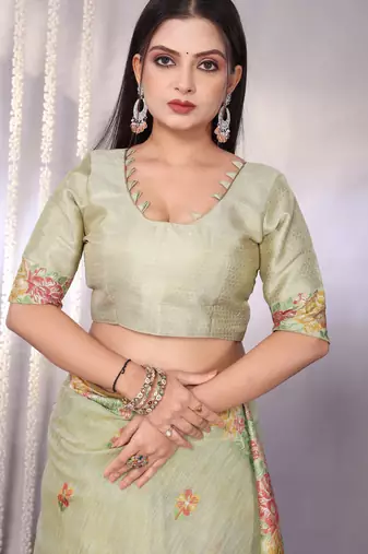 Cream plain tissue tissue-sarees saree with blouse