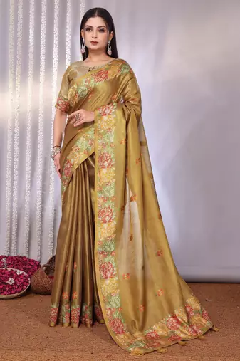 Multicolor plain tissue tissue-sarees saree with blouse