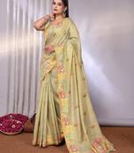 Cream plain tissue tissue-sarees saree with blouse
