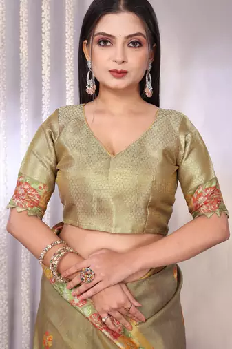 Multicolor plain tissue tissue-sarees saree with blouse