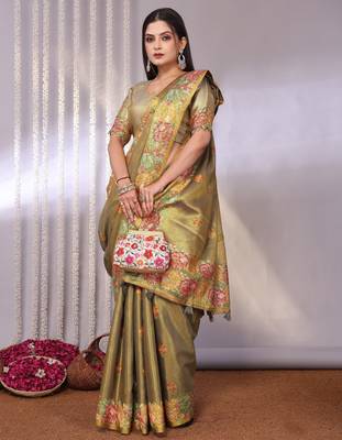 Multicolor plain tissue tissue-sarees saree with blouse 5