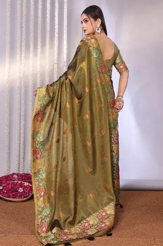 Multicolor plain tissue tissue-sarees saree with blouse