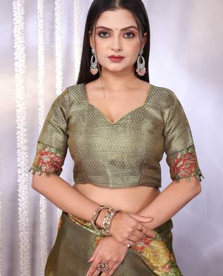 Multicolor plain tissue tissue-sarees saree with blouse 4