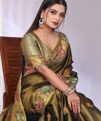 Multicolor plain tissue tissue-sarees saree with blouse 5