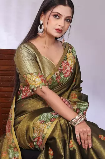 Multicolor plain tissue tissue-sarees saree with blouse