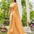 Orange plain linen linen-saree saree with blouse