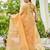 Orange plain linen linen-saree saree with blouse