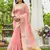 Pink plain linen linen-saree saree with blouse